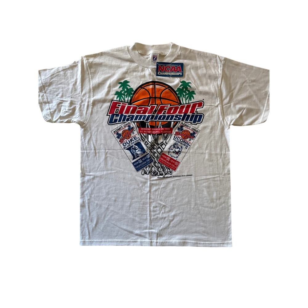 Vintage 1999 NCAA Final Four UConn Duke NWT Single Stitch Logo 7 Tee